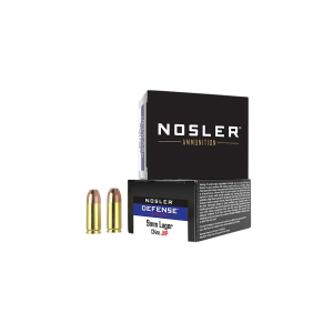 Nosler 38432 Defense Handgun 9mmLuger+P 124gr Bonded Performance Jacketed Hollow Point 20 Per Box/10 Case