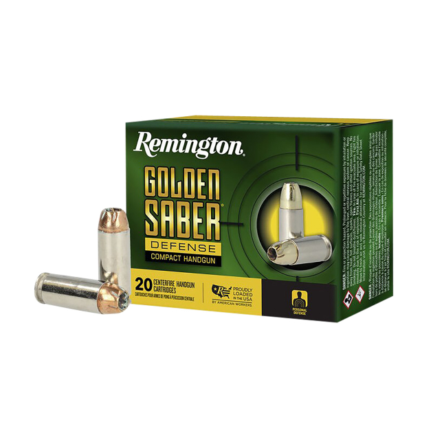 Remington Ammunition R21370 Golden Saber Defense 10mmAuto 180gr Brass Jacketed Hollow Point 20 Per Box/25 Case