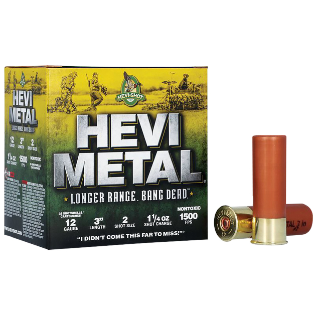 HEVI-Metal HS38002 HEVI-Metal Longer Range 12Gauge 3" 1 1/4oz 2Shot 25 Per Box/10 Case