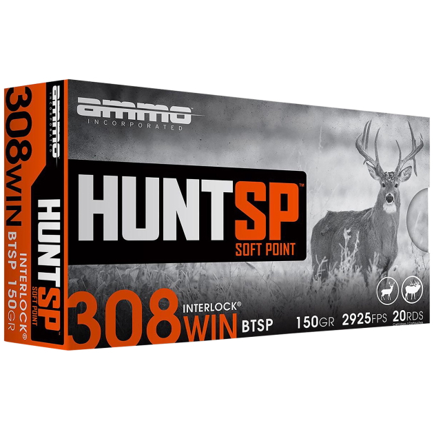 Ammo Inc 308150SPA20 Hunt  308Win 150gr Soft Point 20 Per Box/10 Case