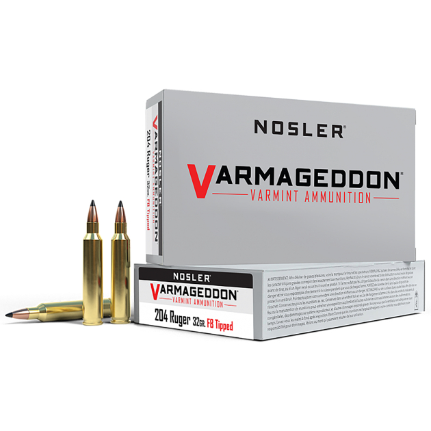Nosler 65115 Varmageddon  204Ruger 32gr Flat Base Tipped 20 Per Box/20 Case