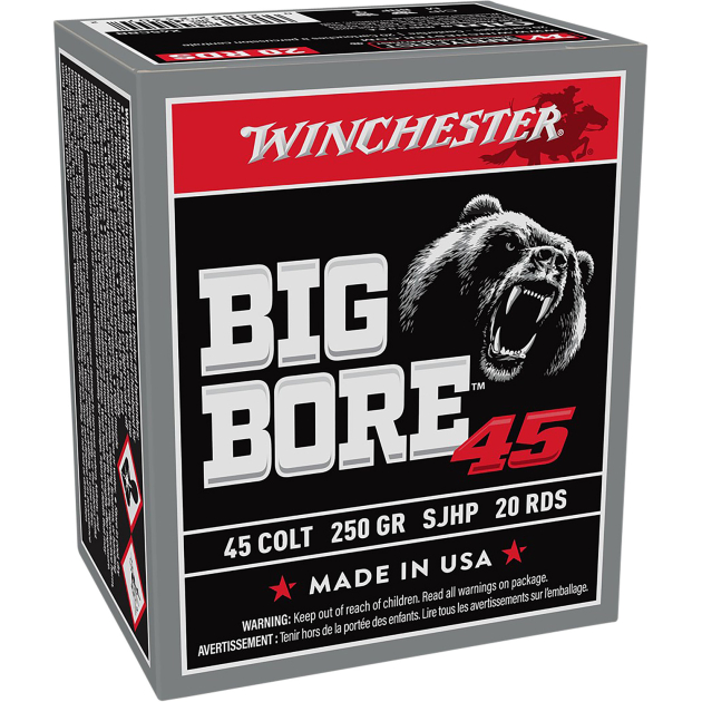 Winchester Ammo X45CBB Big Bore  45Colt 250gr Semi Jacketed Hollow Point 20 Per Box/10 Case
