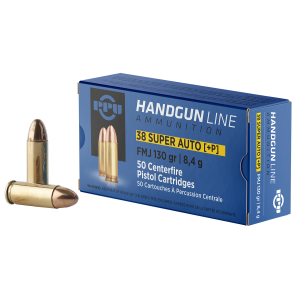 PPU PPH38SU Handgun  38Super+P 130gr Full Metal Jacket 50 Per Box/10 Case