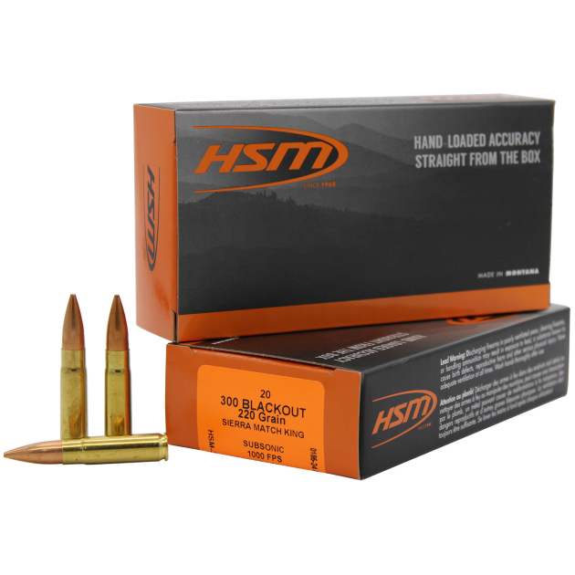 HSM 300BLK4N Match  300 Blackout 220 gr Sierra MatchKing BTHP 20 Per Box/ 25 Case