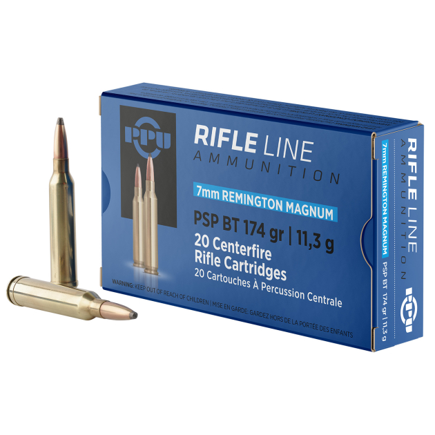 PPU PP7RM2 Standard Rifle  7mmRemMag 174gr Pointed Soft Point Boat Tail 20 Per Box/10 Case