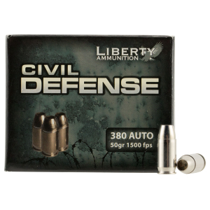 Liberty Ammunition LACD380023 Civil Defense  380ACP 50gr Lead Free Fragmenting Hollow Point 20 Per Box/50 Case