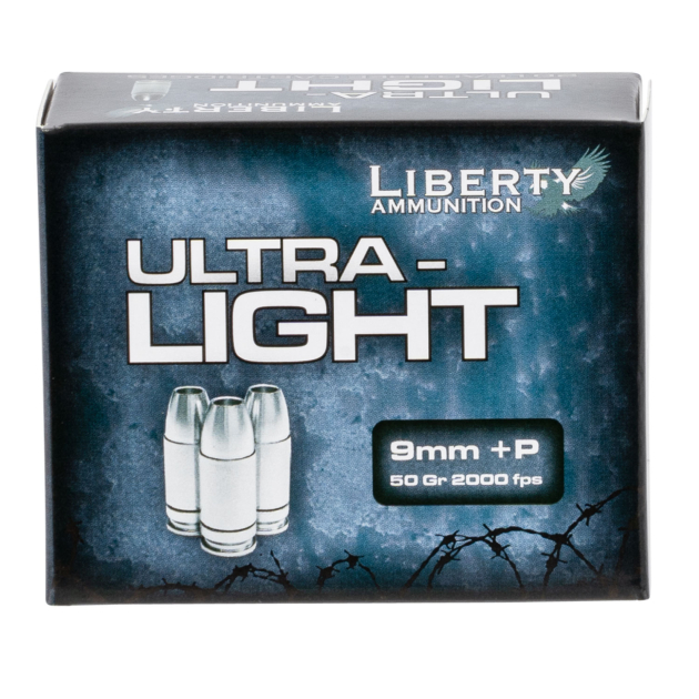 Liberty Ammunition LAUL9052 Ultra-Light  9mmLuger+P 50gr Lead Free Fragmenting Hollow Point 20 Per Box/10 Case