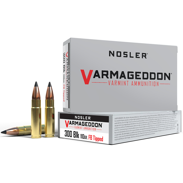 Nosler 40127 Varmageddon  300Blackout 110gr Flat Base Tipped 20 Per Box/20 Case