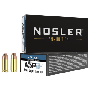 Nosler 51325 Assured Stopping Power Handgun 9mmLuger 147gr Jacketed Hollow Point 50 Per Box/10 Case