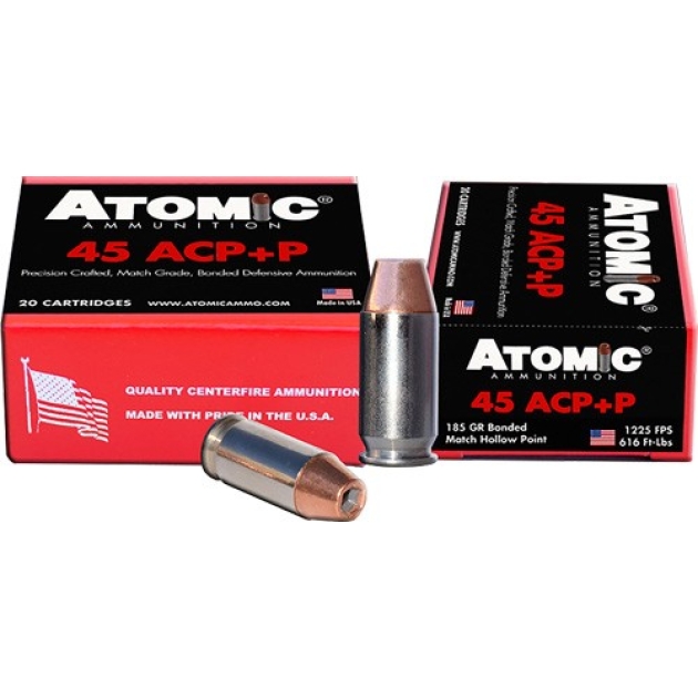 ATOMIC 45 ACP +P 185GR BONDED - JHP 20RD 10BX/CS
