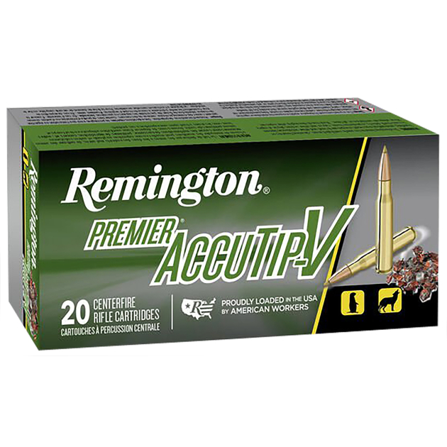Remington Ammunition 29186 Premier Accutip-V 22-250Rem 50gr AccuTip V Boat Tail 20 Per Box/10 Case