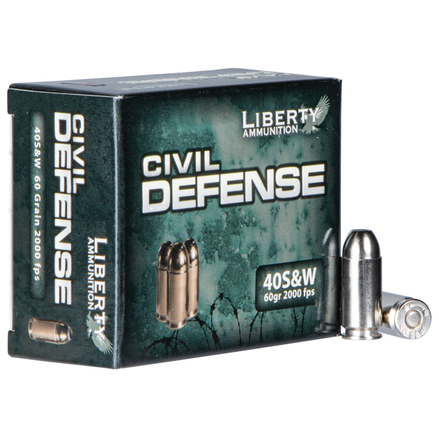 Liberty Ammunition LACD40012 Civil Defense  40S&W 60gr Lead Free Fragmenting Hollow Point 20 Per Box/50 Case