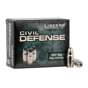 Liberty Ammunition LACD357SIG053 Civil Defense  357Sig 50gr Lead Free Fragmenting Hollow Point 20 Per Box/50 Case