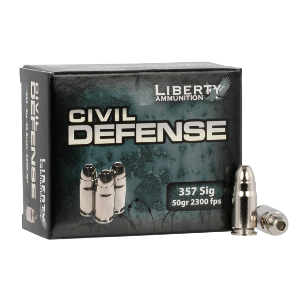 Liberty Ammunition LACD357SIG053 Civil Defense  357Sig 50gr Lead Free Fragmenting Hollow Point 20 Per Box/50 Case