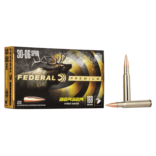 Federal P3006BCH1 Premium  30-06Springfield 168gr Berger Hybrid Hunter 20 Per Box/10 Case