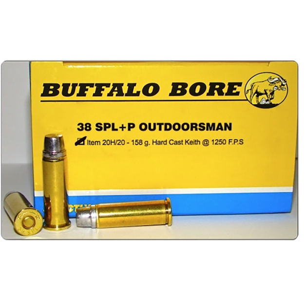 Buffalo Bore Ammunition 20H20 Outdoorsman Strictly Business 38Special +P 158gr Hard Cast 20 Per Box/12 Case