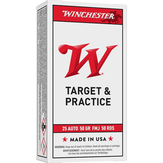 Winchester Ammo Q4203 USA  25ACP 50gr Full Metal Jacket 20 Per Box/10 Case