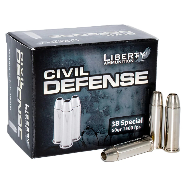 Liberty Ammunition LACD38025 Civil Defense  38Special 50gr Lead Free Fragmenting Hollow Point 20 Per Box/50 Case