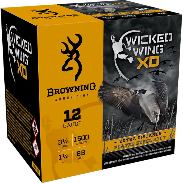 Browning Ammo B193411240 Wicked Wing XD  12Gauge 3.50" 1 1/2oz BBShot 25 Per Box/10 Case