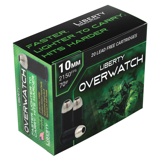 Liberty Ammunition LAOW10MM702150 OverWatch  10mmAuto 70gr Open Cavity Design 20 Per Box/50 Case
