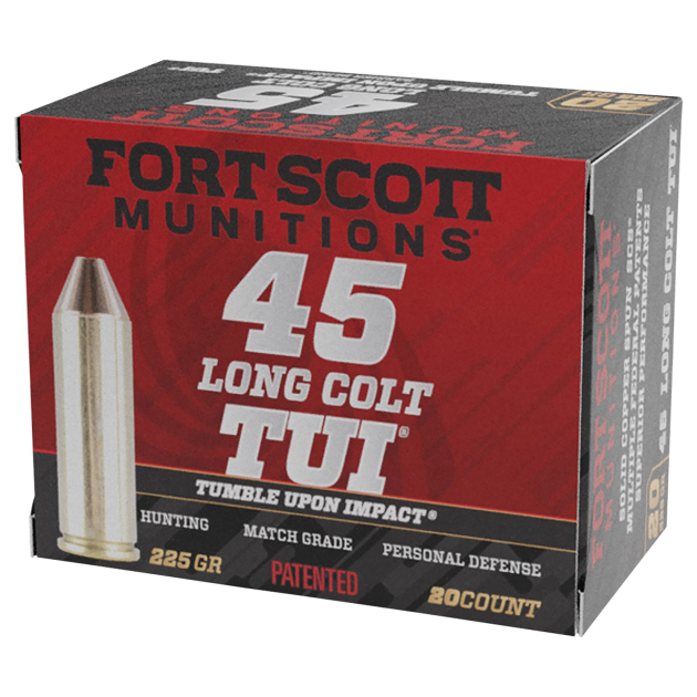 Fort Scott Munitions 45LC225SCV Tumble Upon Impact (TUI)  45LongColt 225gr Solid Copper Spun 20 Per Box/25 Case