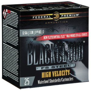 Federal PWBXH1432 Black Cloud FS High Velocity 12Gauge 3" 1 1/8oz 2Shot 25 Per Box/10 Case
