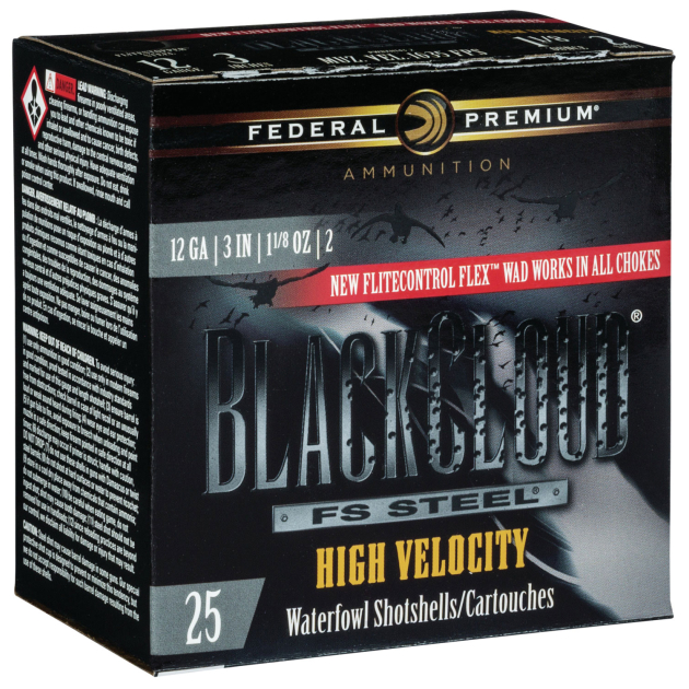 Federal PWBXH1432 Black Cloud FS High Velocity 12Gauge 3" 1 1/8oz 2Shot 25 Per Box/10 Case