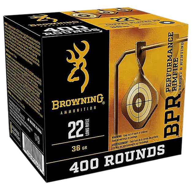 Browning Ammo B194122401   22LR 36gr Plated Hollow Point 400 Per Box/4 Case