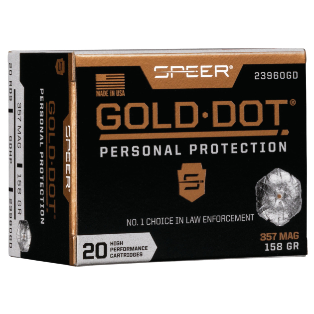 Speer 23960GD Gold Dot Personal Protection 357Mag 158gr Hollow Point 20 Per Box/10 Case