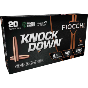 Fiocchi 65CMCHA Knock Down Enviro Shield 6.5Creedmoor 120gr Hollow Point 20 Per Box/10 Case
