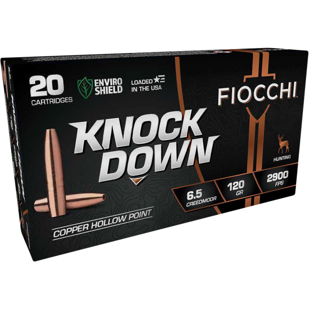 Fiocchi 65CMCHA Knock Down Enviro Shield 6.5Creedmoor 120gr Hollow Point 20 Per Box/10 Case