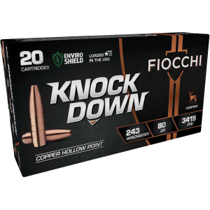 Fiocchi 243CHA Knock Down Enviro Shield 243Win 80gr Hollow Point 20 Per Box/10 Case