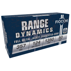 Fiocchi 357SIGAP Range Dynamics  357Sig 124gr Full Metal Jacket 50 Per Box/20 Case