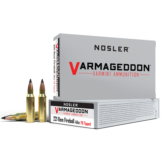 Nosler 65125 Varmageddon  221RemFireball 40gr Flat Base Tipped 20 Per Box/20 Case