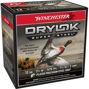 Winchester Ammo SSH12LH2 Drylok Super Steel High Velocity 12Gauge 3.50" 1 1/2oz 2Shot 25 Per Box/10 Case