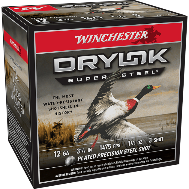Winchester Ammo SSH12LH3 Drylok Super Steel High Velocity 12Gauge 3.50" 1 1/2oz 3Shot 25 Per Box/10 Case