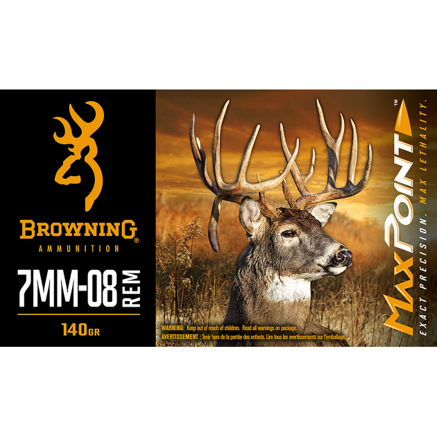 Browning Ammo B192107082 Max Point  7mm-08Rem 140gr 20 Per Box/10 Case