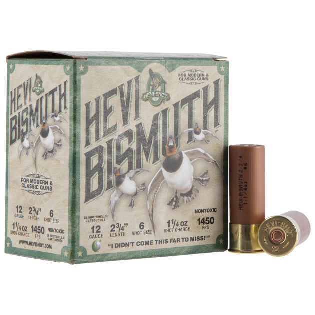 HEVI-Shot HS14706 HEVI-Bismuth  12Gauge 2.75" 1 1/4oz Bismuth 6Shot 25 Per Box/10 Case