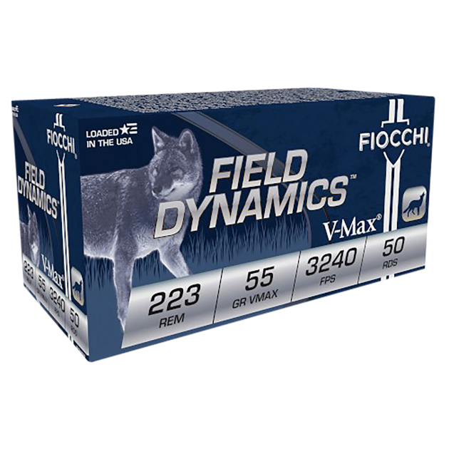 Fiocchi 223HVC50 Field Dynamics  223Rem 55gr Hornady V Max 50 Per Box/20 Case