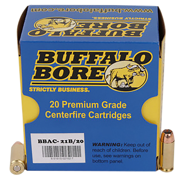 Buffalo Bore Ammunition 21B20 Heavy Strictly Business 10mmAuto 180gr Jacket Hollow Point 20 Per Box/12 Case