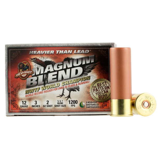 HEVI-Shot HS41255 Magnum Blend  12Gauge 3" 2oz Tungsten 5/6/7Shot 5 Per Box/10 Case