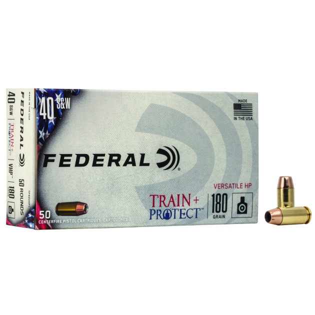 Federal TP40VHP1 Train + Protect  40S&W 180gr Versatile Hollow Point 50 Per Box/10 Case