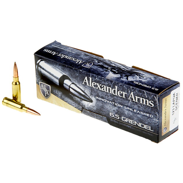 Alexander Arms AG123LSBOX Lapua Scenar  6.5Grendel 123gr Boat Tail Open Tip Match 20 Per Box/10 Case