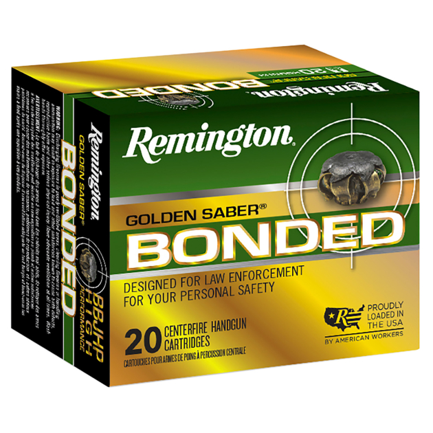 Remington Ammunition R21368 Golden Saber Bonded  10mmAuto 180gr Bonded Brass Jacketed Hollow Point 20 Per Box/25 Case