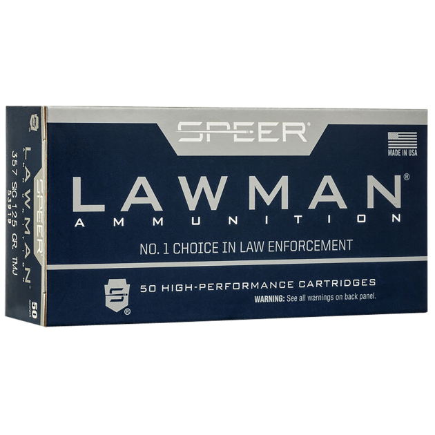 Speer 53919 Lawman  357Sig 125gr Total Metal Jacket Flat Nose 50 Per Box/20 Case