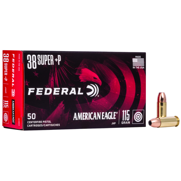 Federal AE38S3 American Eagle Handgun 38Super+P 115gr Jacketed Hollow Point 50 Per Box/20 Case
