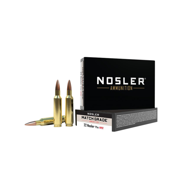 Nosler 60016 Match Grade  22Nosler 77gr Custom Competition Hollow Point Boat Tail 20 Per Box/10 Case