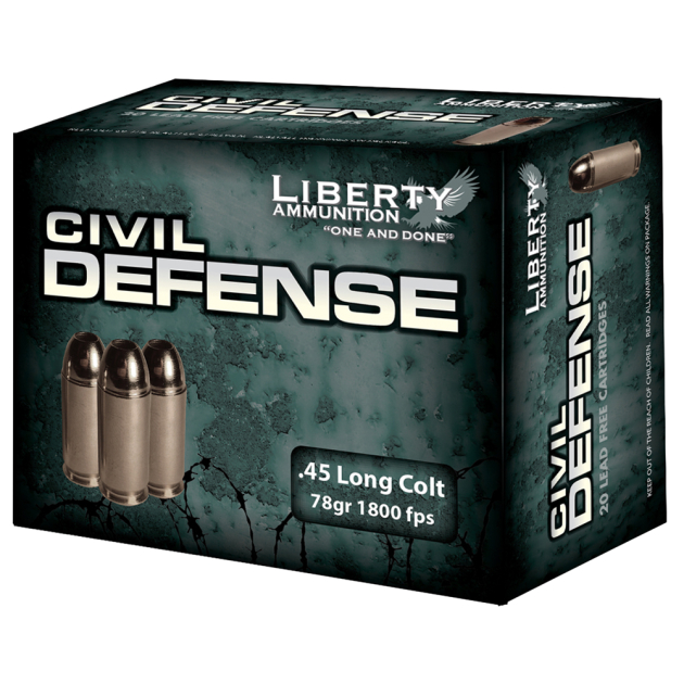 Liberty Ammunition LACD45031 Civil Defense  45Colt 78gr Lead Free Fragmenting Hollow Point 20 Per Box/50 Case