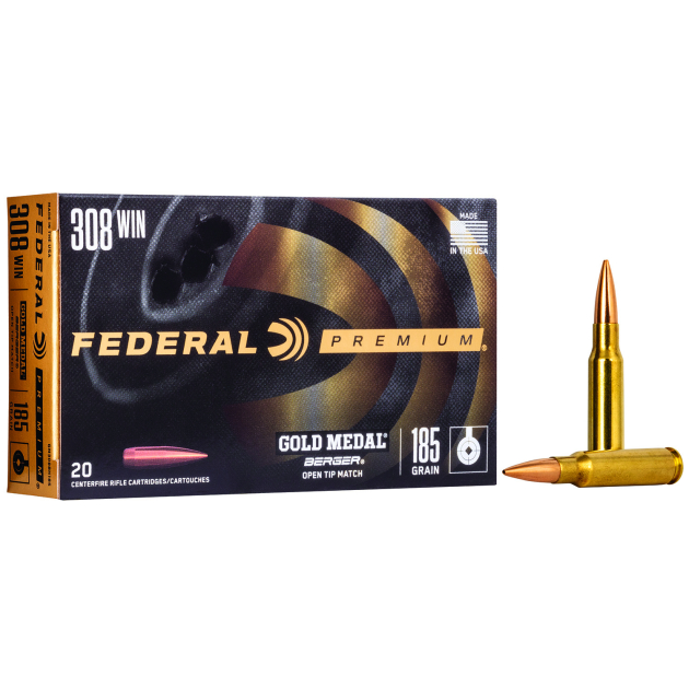 Federal GM308BH185 Premium Gold Medal 308Win 185gr Berger Jugernaught Open Tip Match 20 Per Box/10 Case