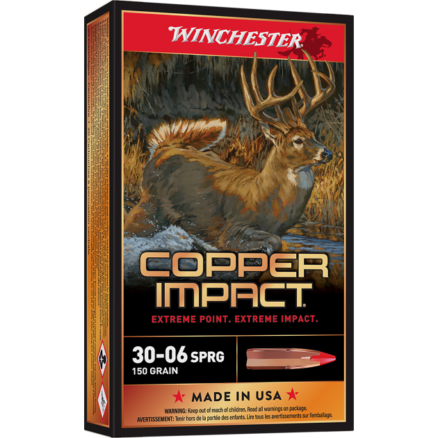 Winchester Ammo X3006CLF Copper Impact  30-06Springfield 150gr Copper Extreme Point Lead Free 20 Per Box/10 Case